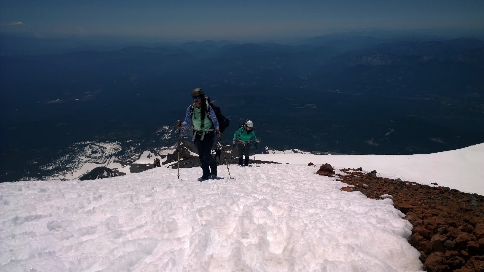 Climbing Mount Shasta Final push to the summit. Another hour from here.