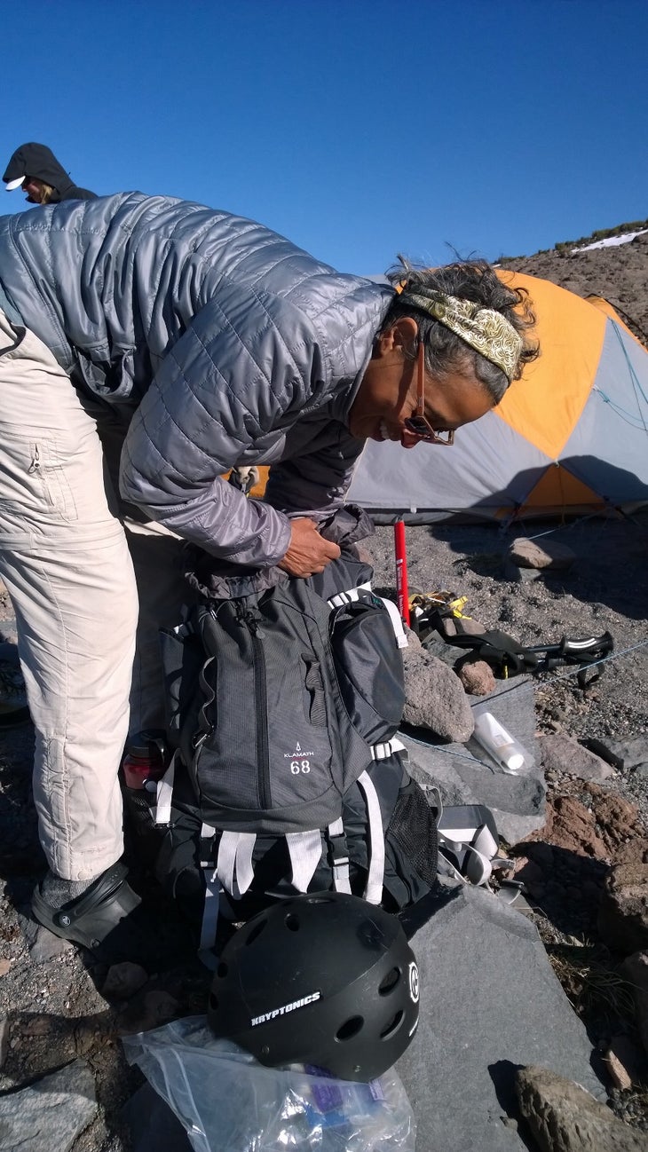 Climbing Mount Shasta Mountaineering boots can be tough on the feet. These blisters didn't stop Mika from summiting, but she'll probably want to wear sandals for a week.