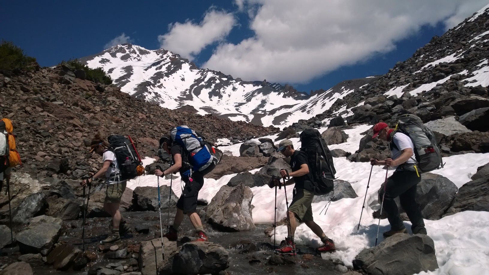 Climbing Mount Shasta Members of Team 2 circle up to meet each other and share stories about their reasons for joining a benefit climb for Big City Mountaineers. Super…