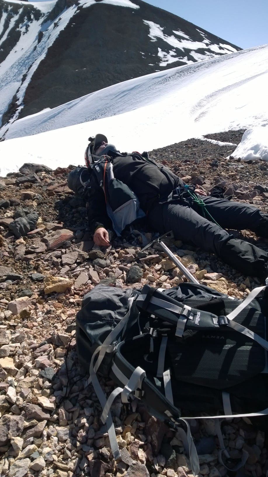 Made the summit at noon, perfect day. More of the team coming up behind. Great view of Lassen, Trinity Alps.