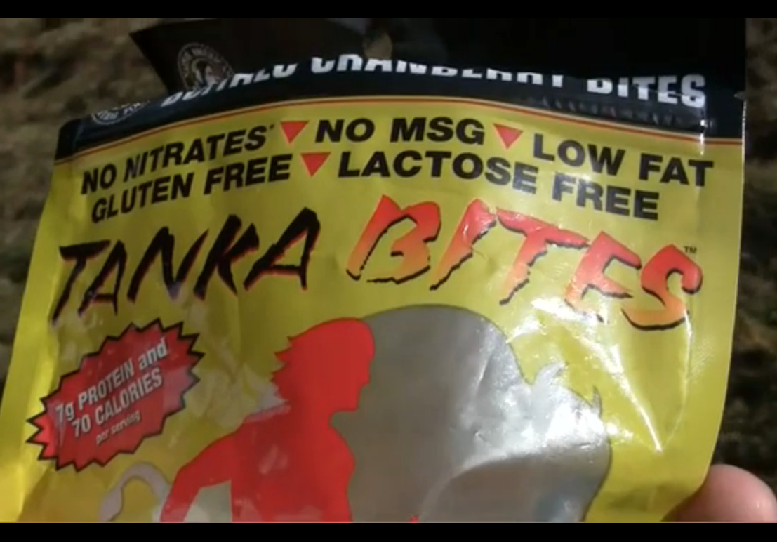 Tanka Bites Made from buffalo meat laced with spices and dried cranberries, these savory nuggets are a nice change of pace from beef jerky.