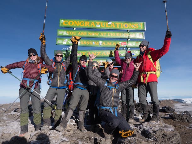 Guided by Peter Whittaker (far right), our team put three dads, three daughters, and one pair of twins on the summit – a 100-percent success rate,…