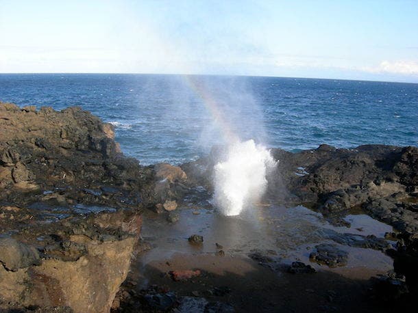 The famous Nakalele Point blowhole throws spray in the air as if it were Old Faithful kickin' it on a beach vacation. And for all you romantics and…
