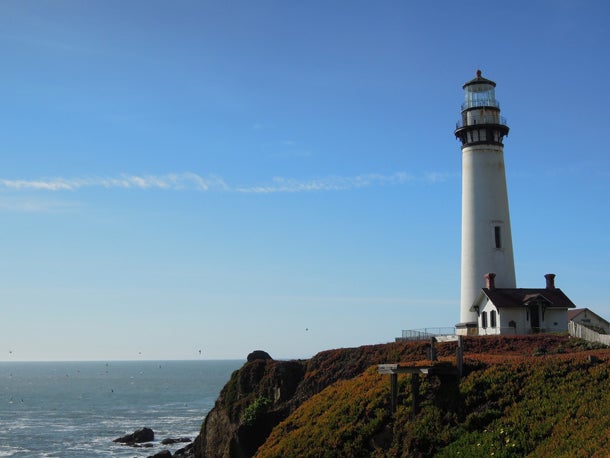 Pigeon Point Lighthouse, California ow tide offers the opportunity to hustle 3 miles in to see this gem up close. The trail follows sandy beaches and rocky shores, so be careful not to…