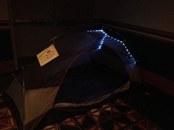 And for the grand finale, Big Agnes has a full, seven-tent line called mtnGLO. Strings of lightweight LEDs are sewn into the fabric, giving even…