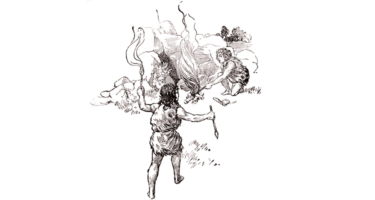 "caveman campfire illustration by David Danz"