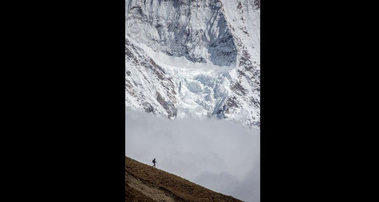 Massive peaks and glaciers surround the trek's highest campsite, Dharamsala, at 14,600 feet. (Rob Raker)
