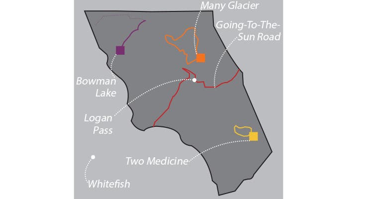 Glacier National Park Map map of Glacier National Park