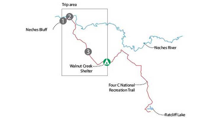 Map of Four C Trail map of Four C Trail in Texas by Becky Kivlovitz
