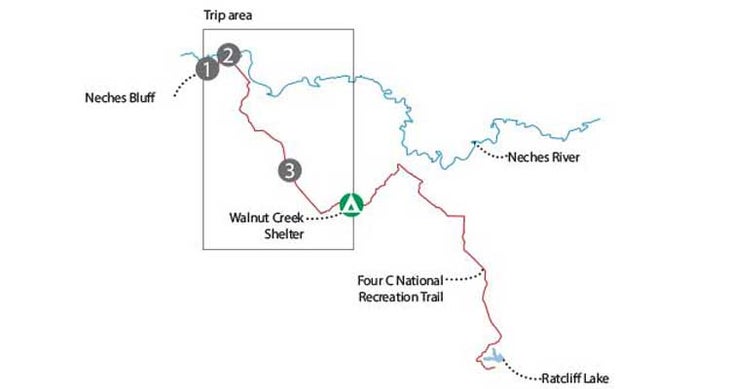 Map of Four C Trail map of Four C Trail in Texas by Becky Kivlovitz