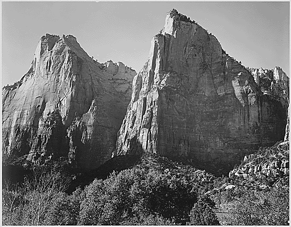 “Court of the Patriarchs, Zion National Park,” Utah, 1933-1942 photo: Ansel Adams / U.S. Department of the Interior