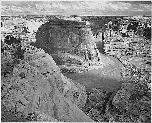 View of valley from mountain, “Canyon de Chelly” National Monument, Arizona, 1933-1942 photo: Ansel Adams / U.S. Department of the Interior