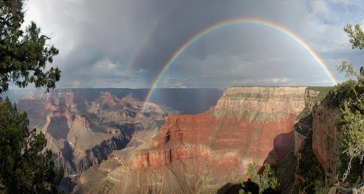 Rainbow from Pima Point Pima Point isn't the only place you might spot a rainbow here. Follow the trail to Powell Plateau for more stunning views of the Grand Canyon. photo:…