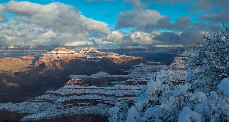 Snowscape from Yavapai Point Take a visit to the Grand Canyon during the winter for beautiful views without the summer heat. photo: Grand Canyon National Park Service/flickr