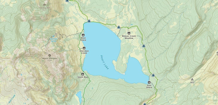 Heart Lake map in Yellowstone