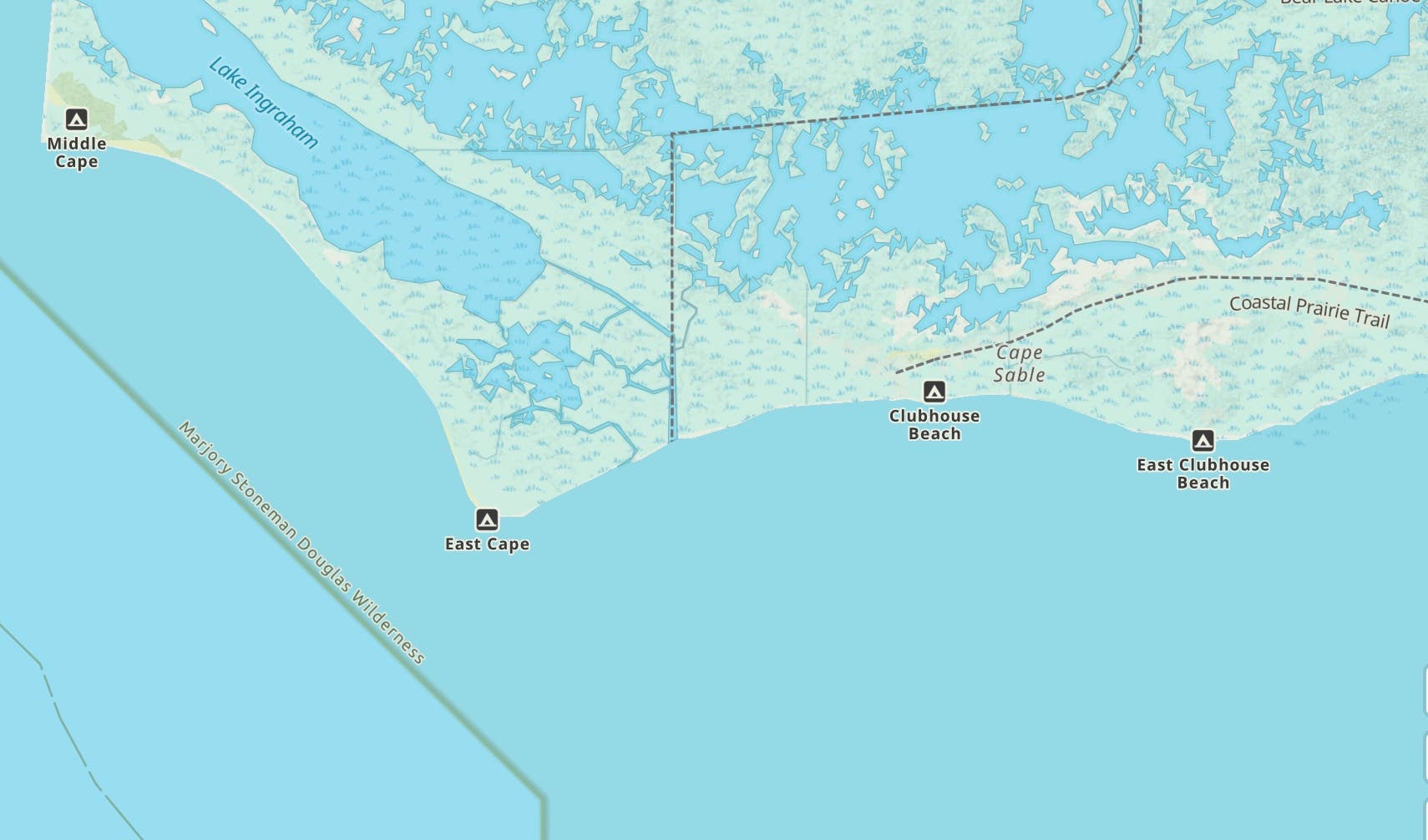 East Cape Sable Map in Florida Everglades