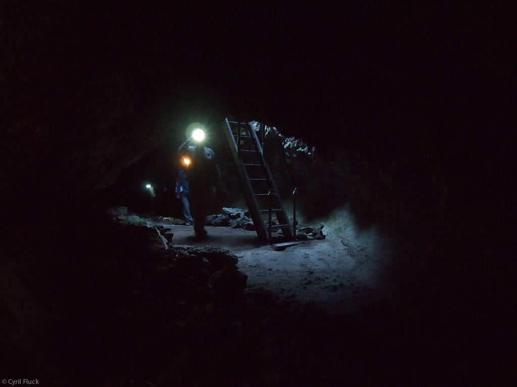 "Inside Lava Beds' ice caves. Photo by Cyril Fluck."