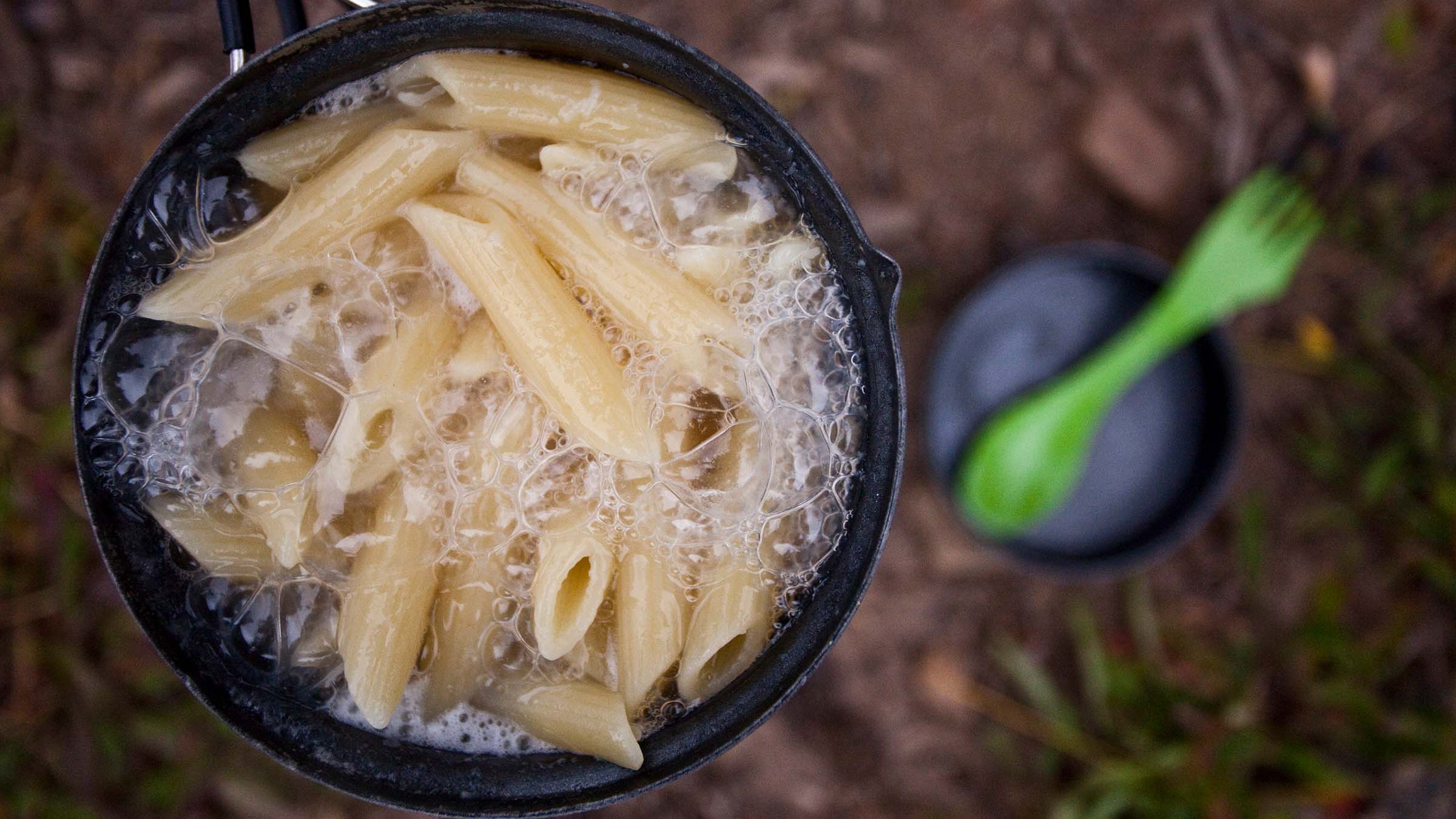 Pasta boiling in pot