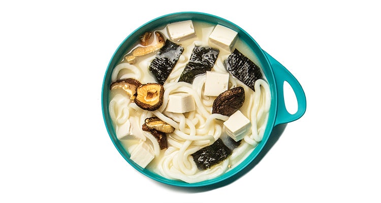 "Miso noodle soup with tofu"