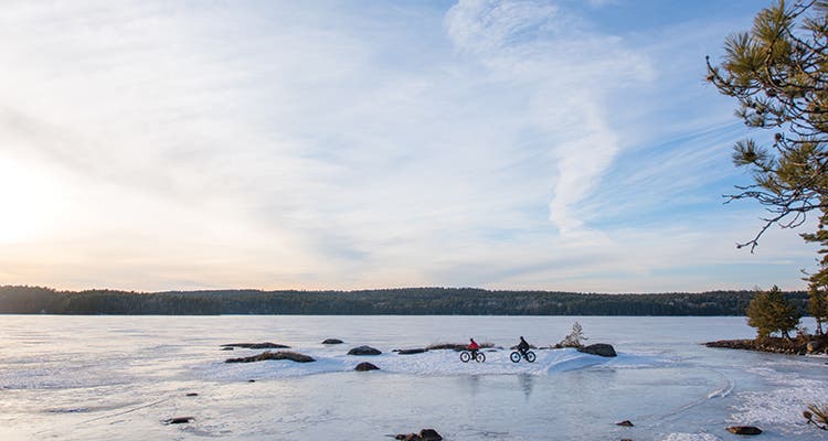 Ice-biking pioneers leave their gear behind to explore Burntside Lake in northern Minnesota. Photos by: Andrew Bydlon