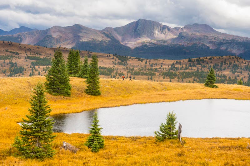 The Colorado Trail Fest Brothers Michael and Mark Smith enjoy the snowfall amid changing aspens on day 4.
