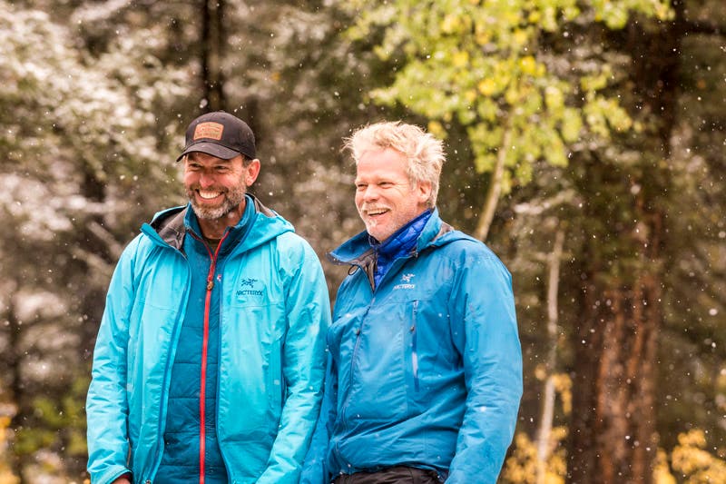 The Colorado Trail Fest Hikers were all smiles when snow fell on the final approach to the backcountry train pickup in Elk Park. Photo by Courtney Gerard
