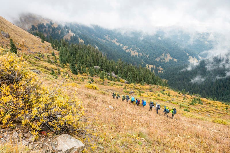 Santiago Espanosa and Greg King hike on the Colorado Trail on day 3.