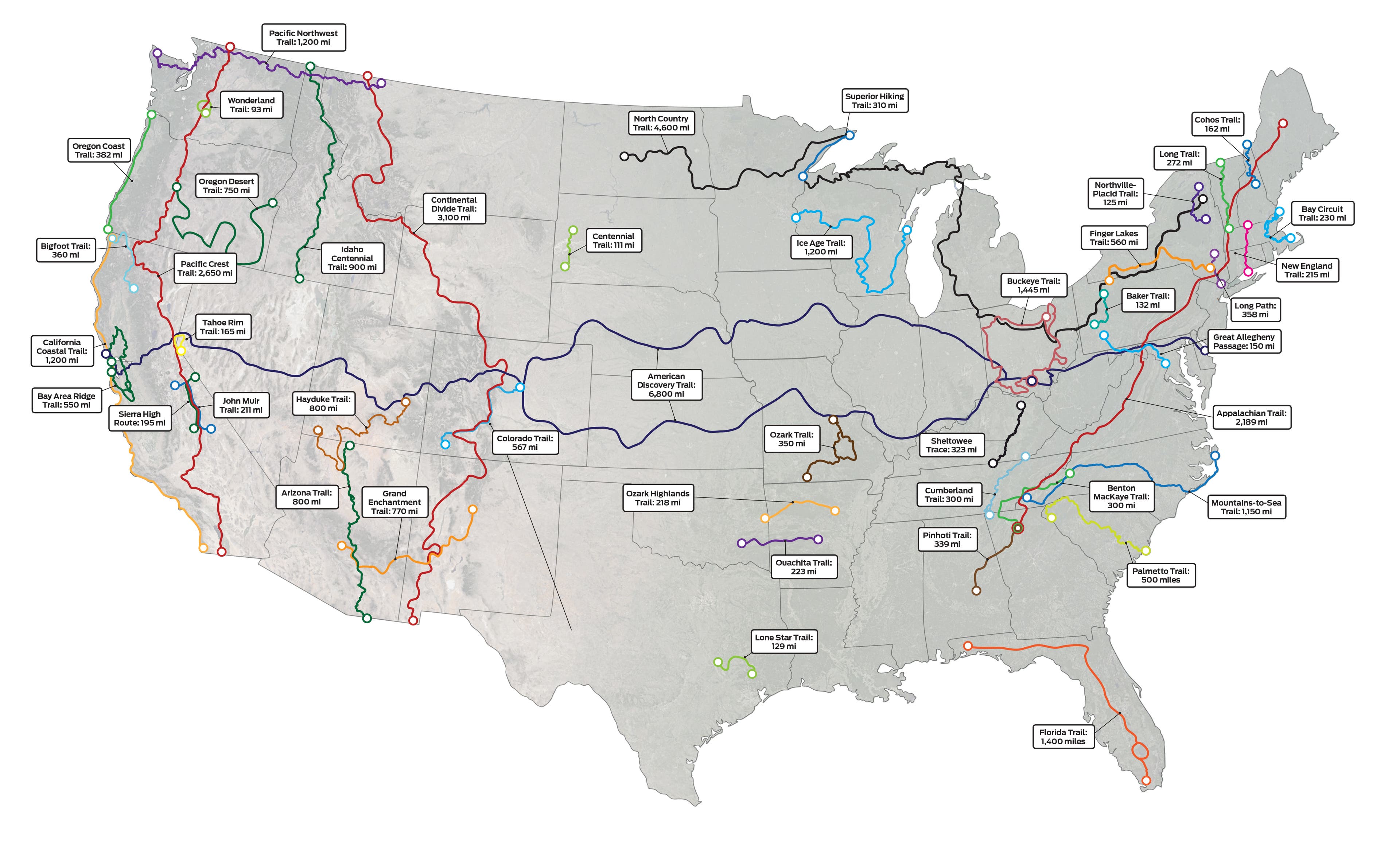 "Long Trails Hiking Map"
