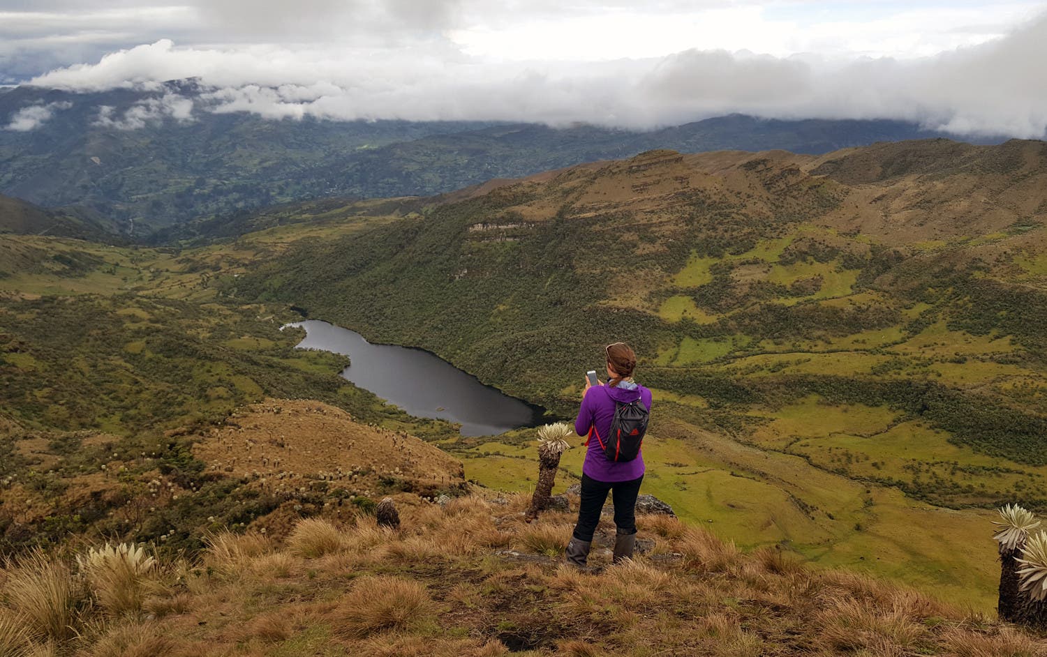 kassie-looking-at-stuff-2 hiker on a phone
