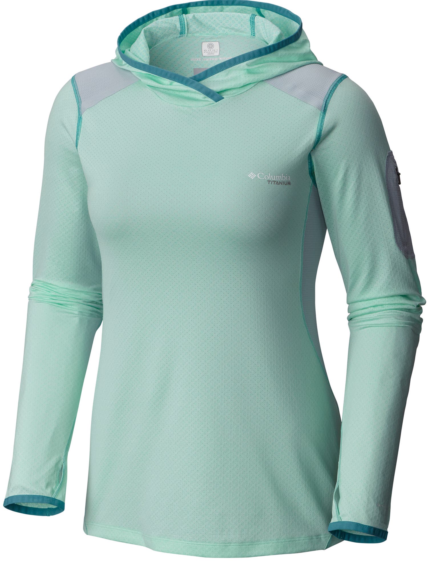 Sun-drenched summit bid: Columbia Titan Ice Hoodie