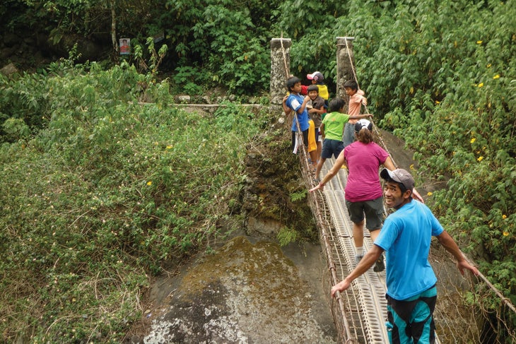 Jonathan Domondon on one of the trek’s many suspension bridges.