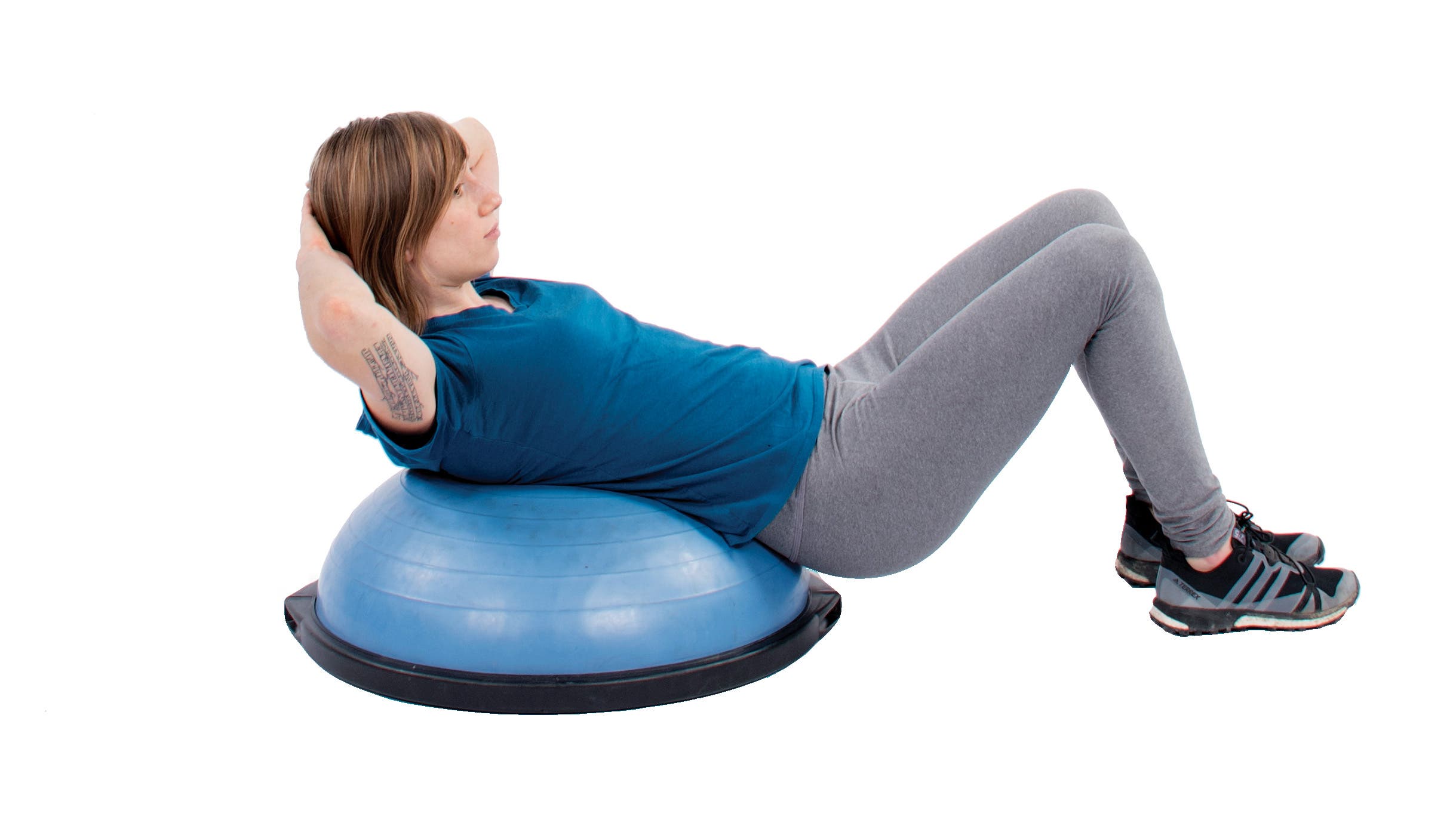 core exercises bosu bicycle crunch