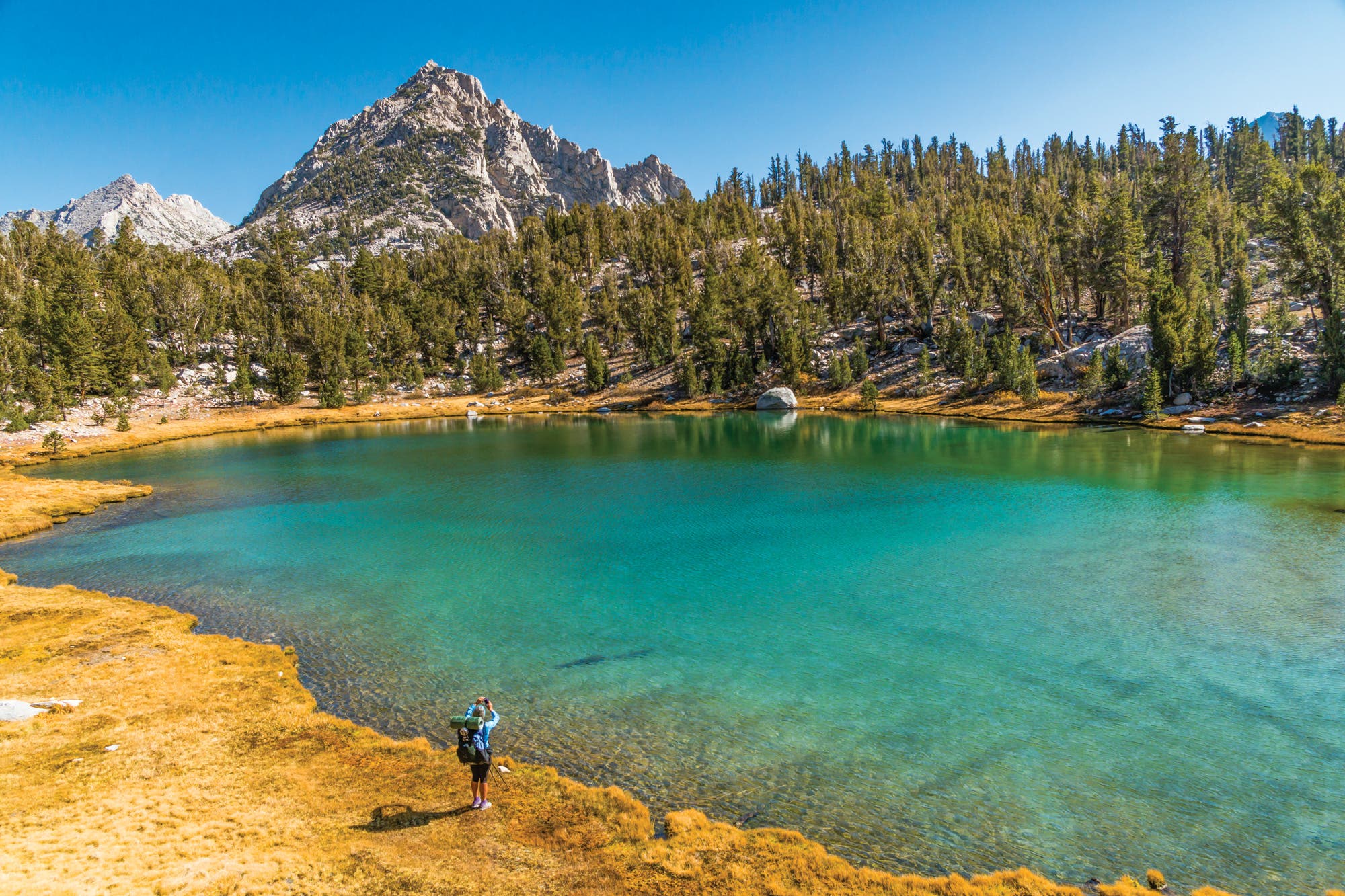 BP0618FEAT_NST_MDeYoungMD161013VCA_HB014 The angled tooth of 11,177-foot Forsyth Peak rises above Dorothy Lake.