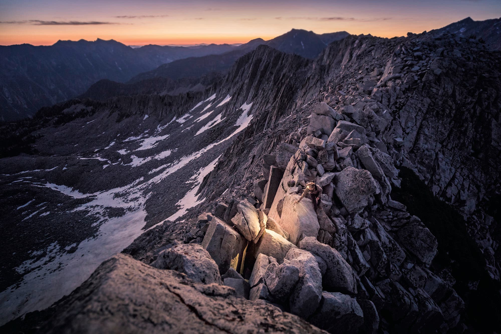 1018FEAT_WalkTheLine_ConorBarryPfeifferhorn_gn High ledges Pfeifferhorn East Ridge