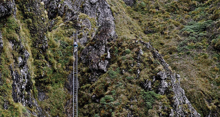 You only need confidence—not technical skills—to climb this 150-foot ladder. Photos by Hagephoto
