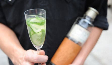 2oz Rum, (try Oronoco but other white rums will work) ½ oz simple syrup (equal parts by volume of hot water and sugar, cooled) 1 thick cucumber slice…