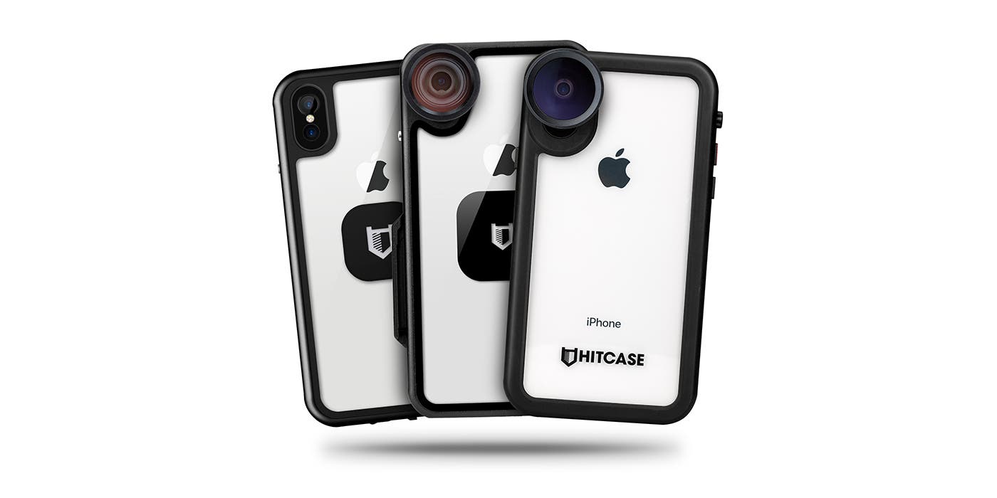 splash-pro-link_HGG Three Hitcase phone cases sit on a white background.