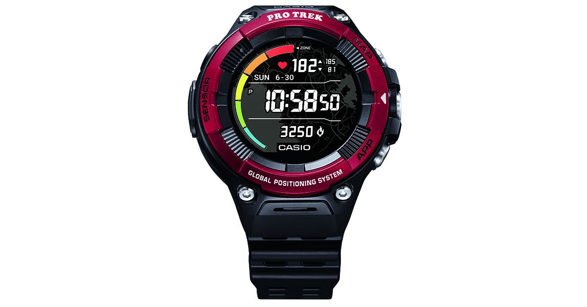 WSD_F21HR_RED_Front_Beauty_HeartRateMonitor_1200x628 Casio Pro Trek Smart WSD-F21HR watch with heart rate.