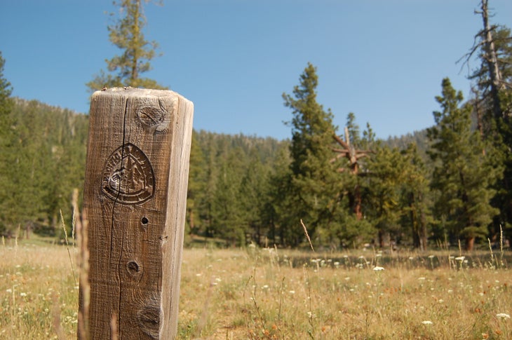 pct-marker-stock Pacific Crest Trail Marker
