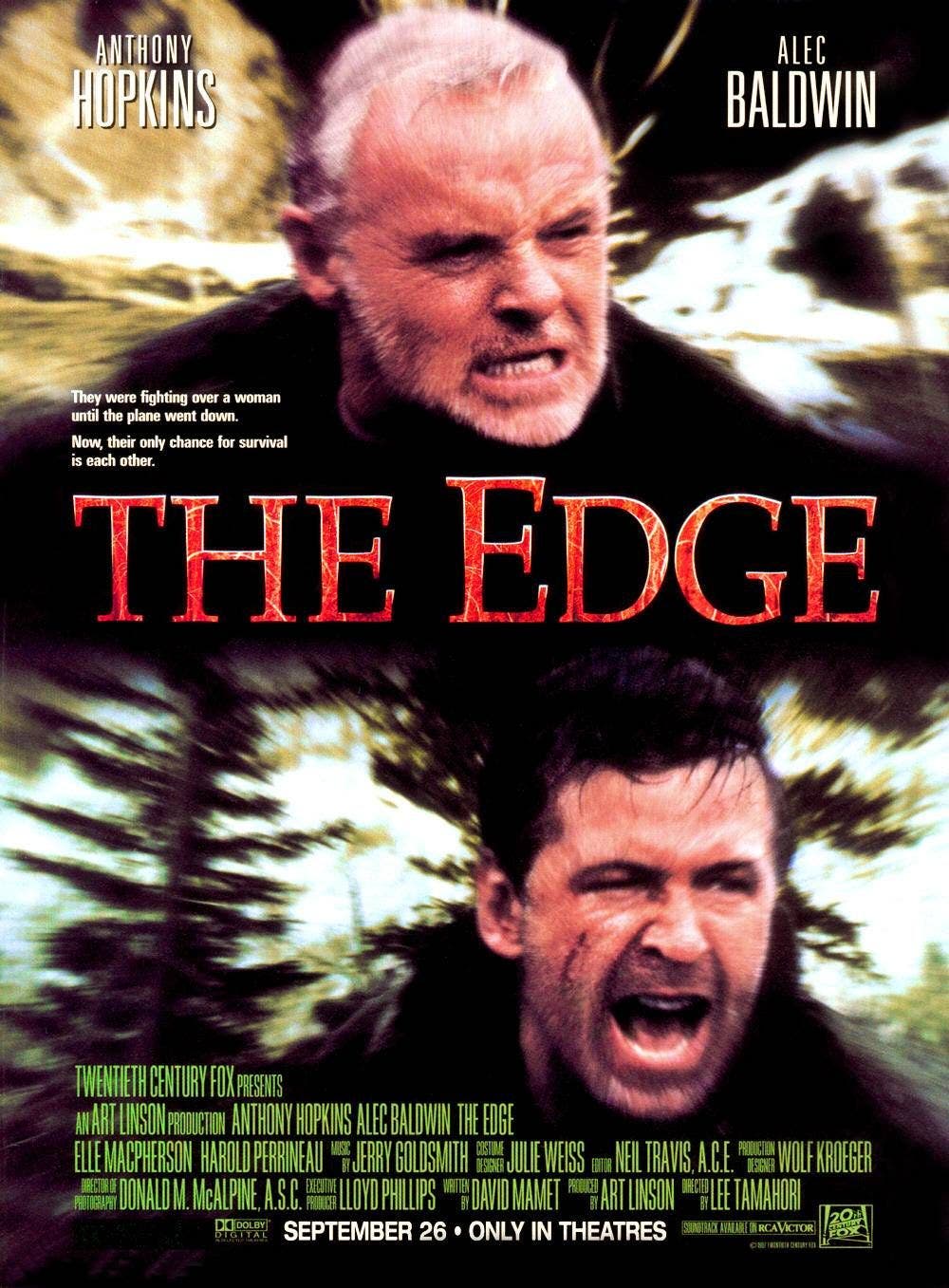 The Edge (1997) Alec Baldwin and Anthony Hopkins battle a predatory grizzly—and each other—in this pulpy drama.
