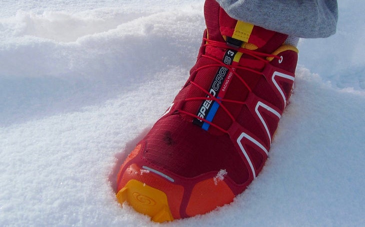 trail runner in snow trail runner in snow