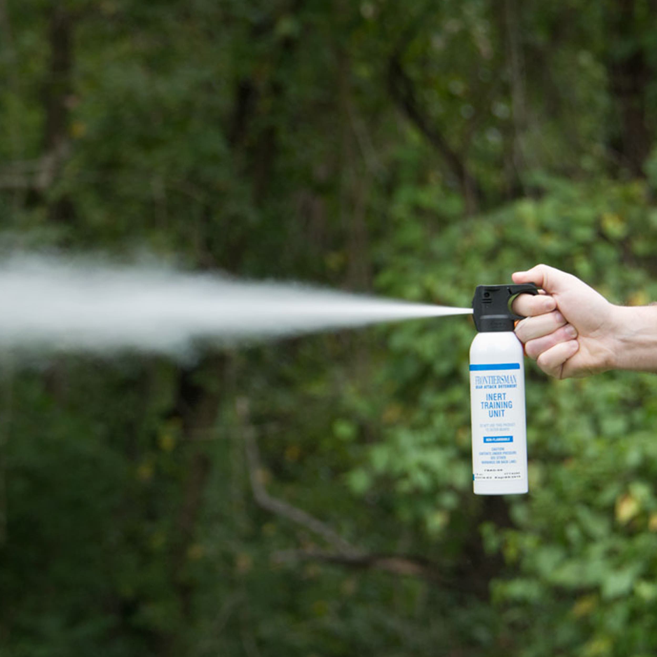 practice-bear-spray Close up shot of bear spray being used.