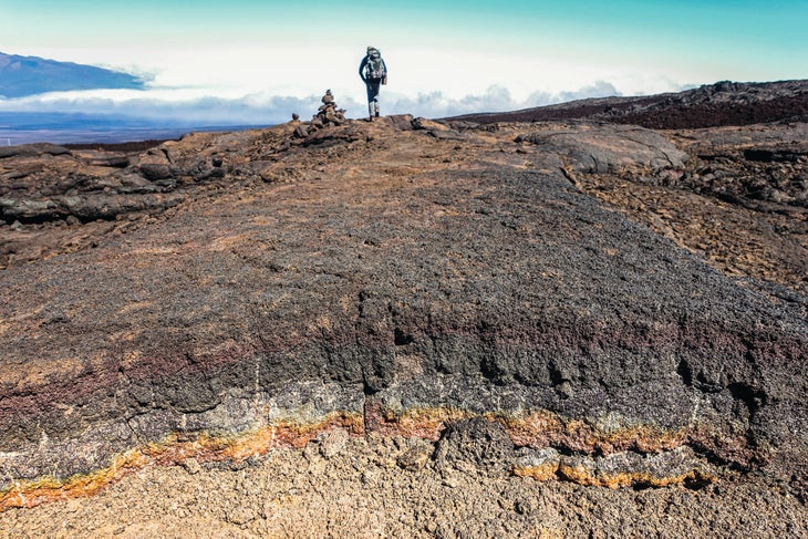 Hiker on Mauna Loa