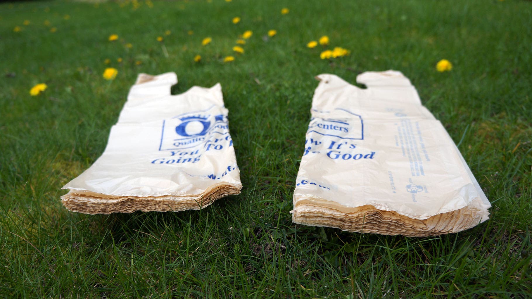 Plastic Bags: Step 3 You should end up with two piles of half-bags.