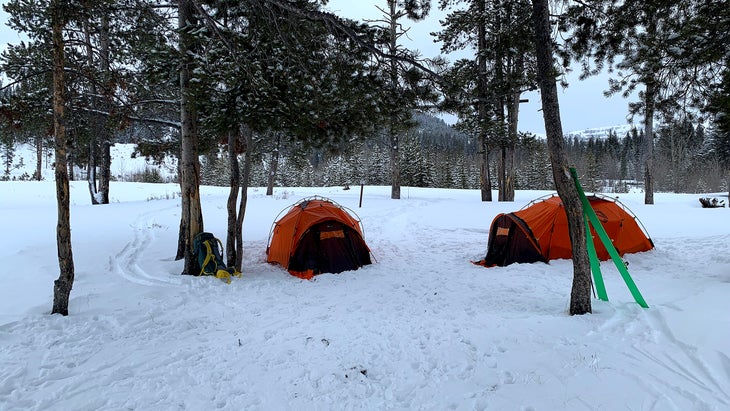 Snow camp in Yellowstone