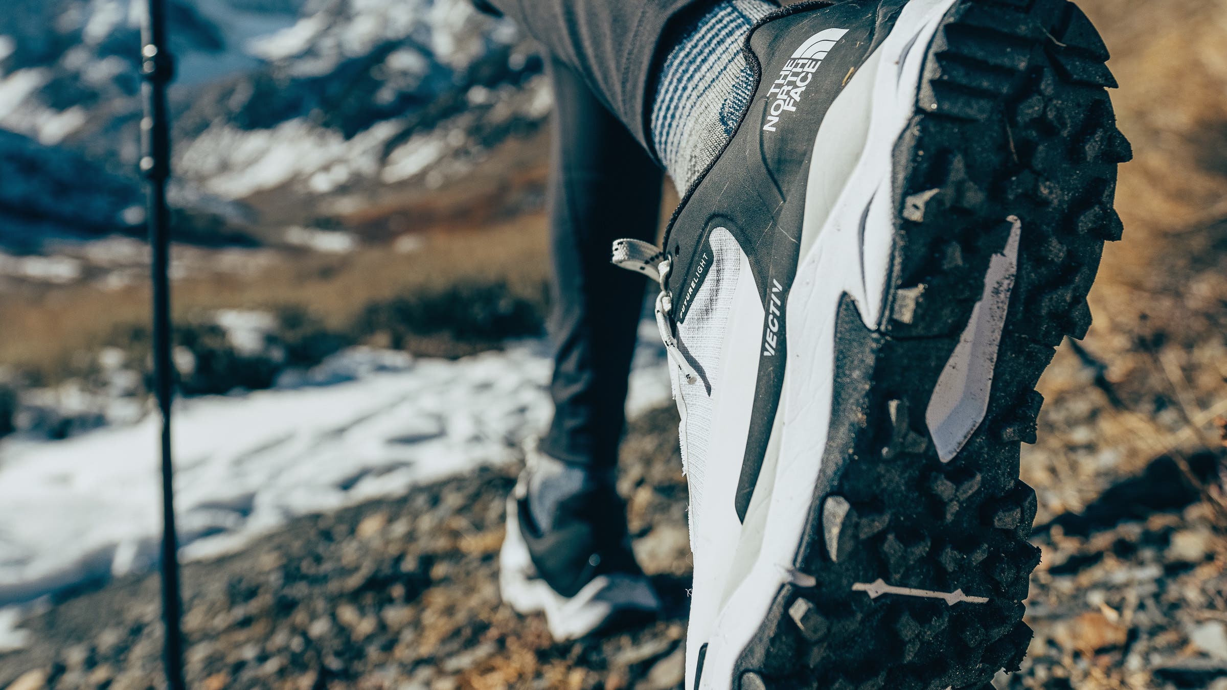 Close-up on The North Face Vectiv hiking shoe