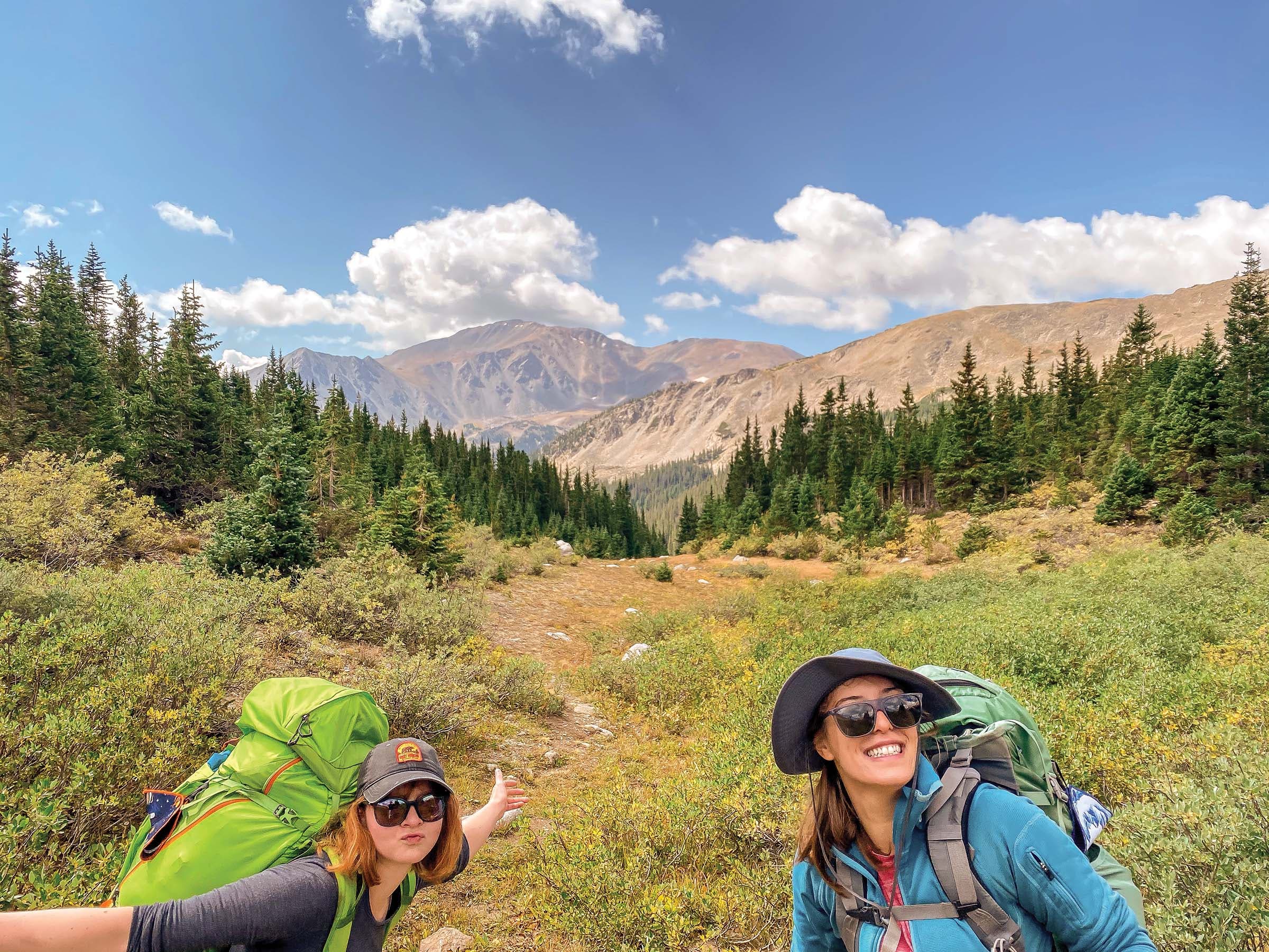 Hikers testing boots in the mountains