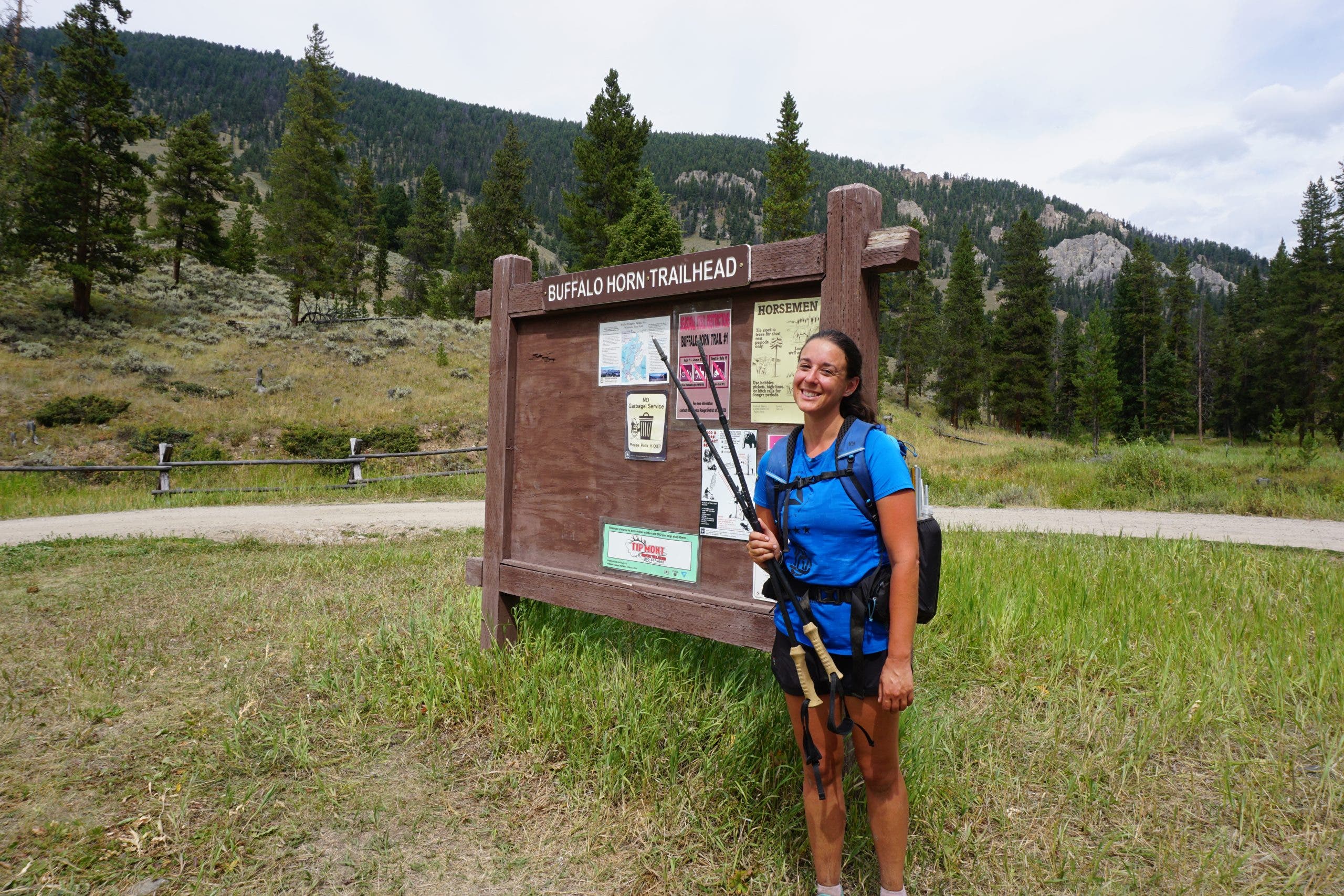 Hiker with a broken ultralight pole