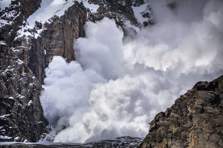 avalanche in the mountains