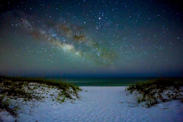 stars over the sand dunes at Gulf Islands National Seashore